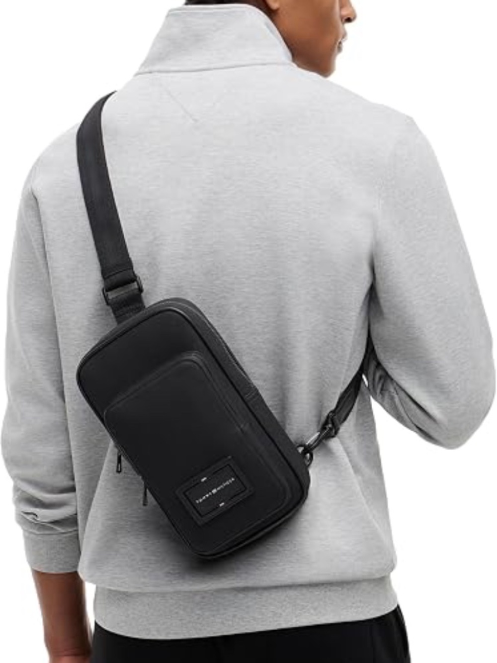 NWT Tommy Hilfiger Men's Black Foundation Crossbody Sling Bag